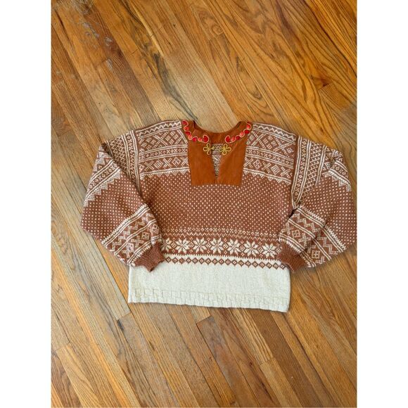 Handmade Wool/Angora Women’s Sweater L Embroidered Collar - Picture 1 of 13